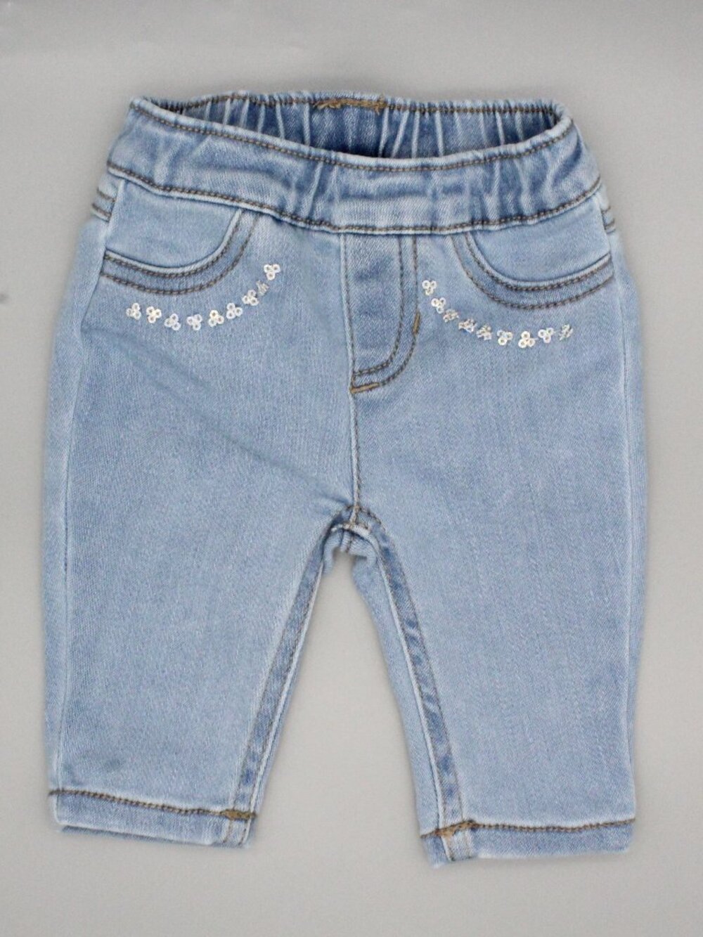 Carter's 3M Baby Girl Light Wash Denim Jeans Iridescent Sequin Pocket